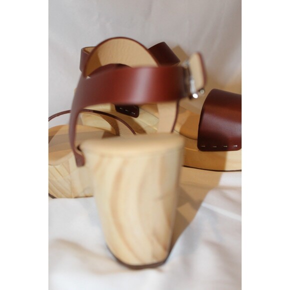 Nisolo Women's All Day Open Toe Wood Clog Sandal US 7 NIB $170 BRANDY - Picture 7 of 8